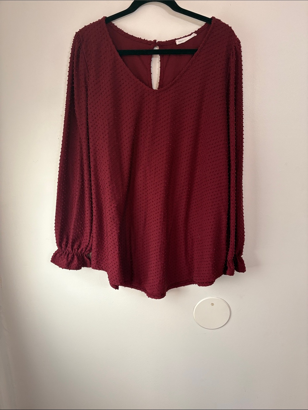 Reborn J. Wine Berry Color Swiss Dot Top SIZE 1XL EUC
